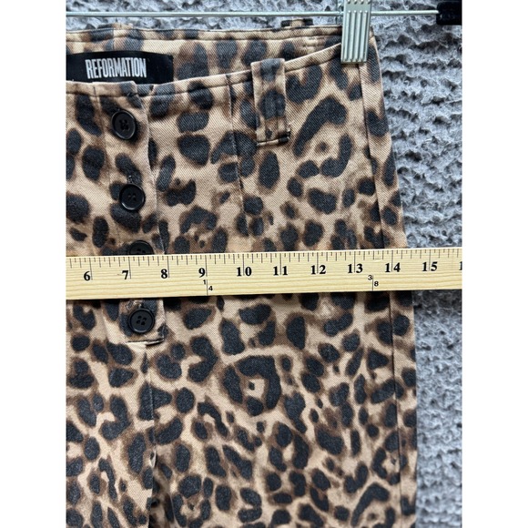 Reformation Women's Animal Print‎ Leopard Marlon Stretch High Crop Pants Size 2 - Picture 6 of 12